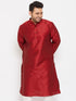 Vastramay Men's Plus Size Maroon Silk Blend Kurta